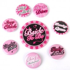 Badge Set - Pink and Black 8 Piece