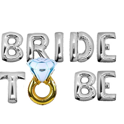 Foil Balloon Silver - BRIDE TO BE WITH RING