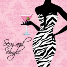 Hens Party Snack Size Napkins - Sexy and Single Zebra Print Girl with Martini