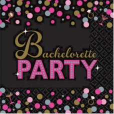 Hens Party Snack Size Napkins - Bachelorette Party Black with Dots