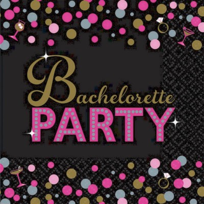 Hens Party Snack Size Napkins - Bachelorette Party Black with Dots