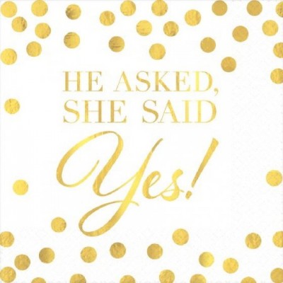 Hens Party Snack Size Napkins - He asked, She Said YES! 
