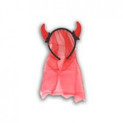 Devil Horns Red with Red Veil
