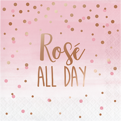 Hens Party Luncheon Size Napkins - Rose Gold Rose All Day