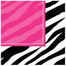Hens Party Snack Size Napkins -  Zebra Hot Pink
