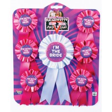 Award Ribbon Rosette Badge Set - I'm With The Bride 7 Piece