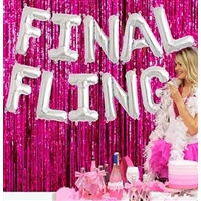 Tinsel Fringe Curtain - HOT PINK