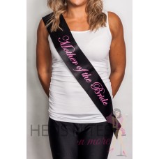 Black Sash with Cursive Pink Writing  - MOTHER OF THE BRIDE