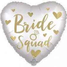 Foil Balloon - Bride Squad Heart White and Gold