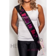 Black Sash with Sparkly Pink Writing - BRIDE TO BE
