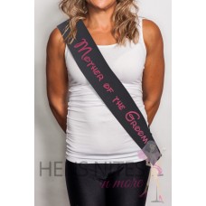 Fairytale Inspired Sash Black Sash with PINK Writing - MOTHER OF THE GROOM