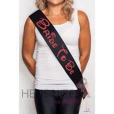 Fairytale Inspired Sash Black Sash with RED Writing - BRIDE TO BE 