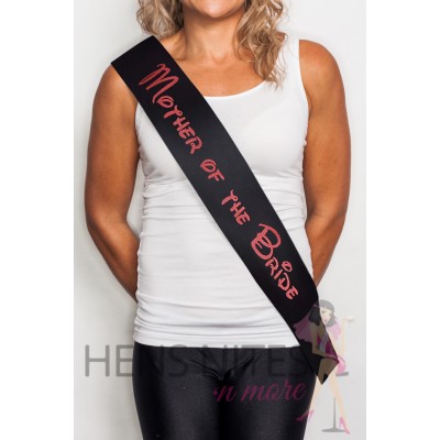Fairytale Inspired Sash Black Sash with RED Writing - MOTHER OF THE BRIDE
