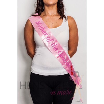 Flashing Sash - Light Pink with Pink Writing MOTHER OF THE GROOM