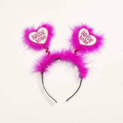 Bride to Be Boppers - Pink Fluff with white hearts