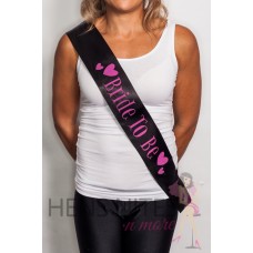 Black Sash with Hot Pink Writing and Love Hearts - BRIDE TO BE