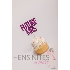 Hens Night Cupcake Toppers 10pack - FUTURE MRS HOT PINK