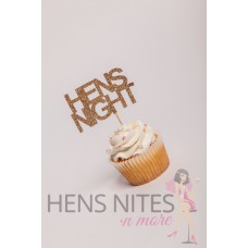 Hens Night Cupcake Toppers 10pack - HENS NIGHT GOLD