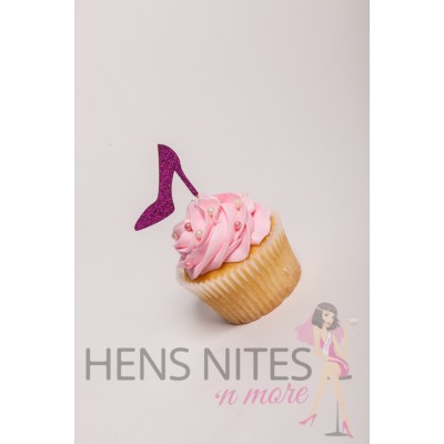 Hens Night Cupcake Toppers 10pack - HIGH HEELS PINK