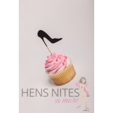 Hens Night Cupcake Toppers 10pack - HIGH HEELS BLACK