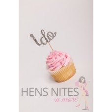 Hens Night Cupcake Toppers 10pack - I DO SILVER 