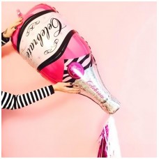 Foil Balloon - Champagne Bottle Hot Pink