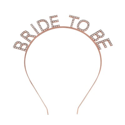 Bride to Be Rhinestone Headband Rose Gold