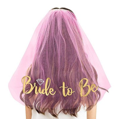 Veil - Bride to Be Veil with Metallic Gold Writing PINK