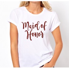 Iron On Transfer Glitter Rose Gold - MAID OF HONOR