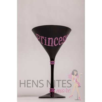 Martini Glass - Black with Diamante PRINCESS 