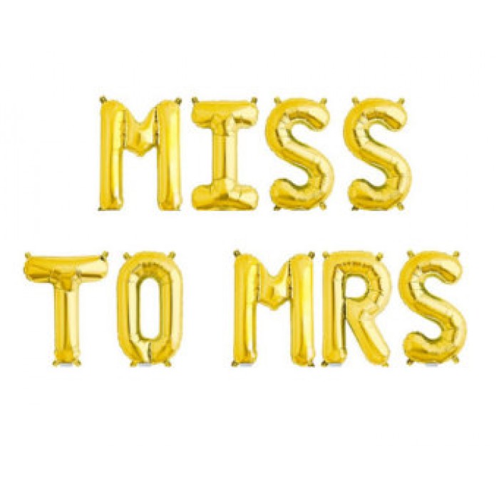 Foil Balloon Gold Miss To Mrs 