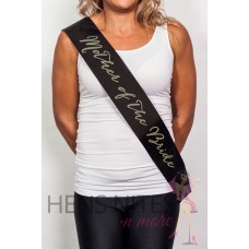 Black Sash with Gold SCRIPT Writing - MOTHER OF THE BRIDE