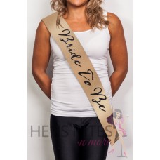 Gold Sash with Black Script Writing - BRIDE TO BE