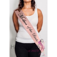 Peach Sash with Cursive Black Writing  - MOTHER OF THE BRIDE