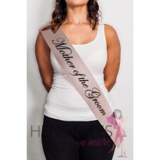 Peach Sash with Cursive Black Writing  - MOTHER OF THE GROOM