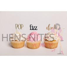 Hens Night Cupcake Toppers 10pack - POP, FIZZ AND CLINK