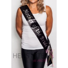 High Quality Satin Sash Black with Silver Writing - MOTHER OF THE BRIDE