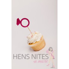 Hens Night Cupcake Toppers 10pack - DIAMOND RING HOT PINK