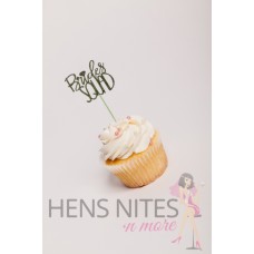 Hens Night Cupcake Toppers 10pack - BRIDE SQUAD SILVER