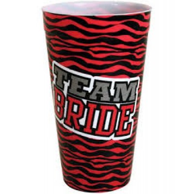 Plastic Cup Large - Team Bride Zebra Print