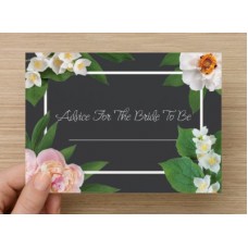 Advice Cards for the Bride to Be - Floral Black