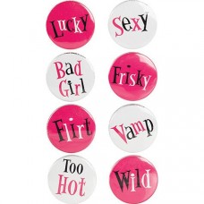 Badge Set - Hens Night Attitude Badges Pink and White 8 Piece