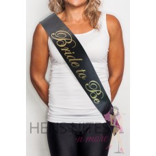 Black Sash with Cursive Gold Writing  - BRIDE TO BE