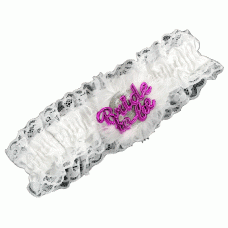 Garter - White Bride to Be with Pink Writing