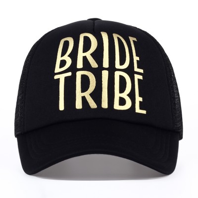Trucker Cap Hat - Bride Tribe Black with Gold Writing