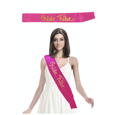 Hot Pink Sash with Gold Writing - Bride Tribe