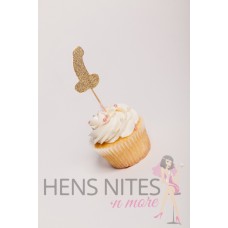 Hens Night Cupcake Toppers 10pack - PECKERS GOLD
