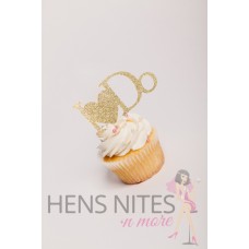 Hens Night Cupcake Toppers 10pack - I DO GOLD (LARGE HEART)
