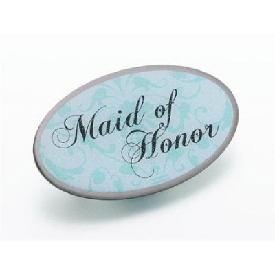 Aqua Pin Badge - Maid of Honor