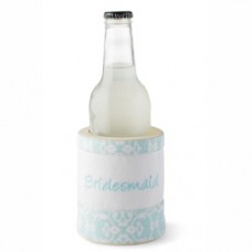 Can Cooler - White and Teal Bridesmaid 